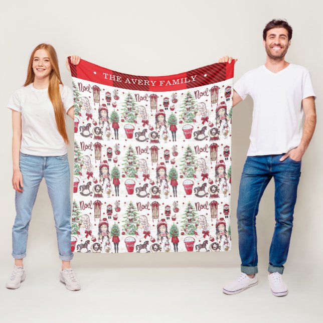 Schöne Red Watercolor Weihnachten Fleecedecke (Beispiel)