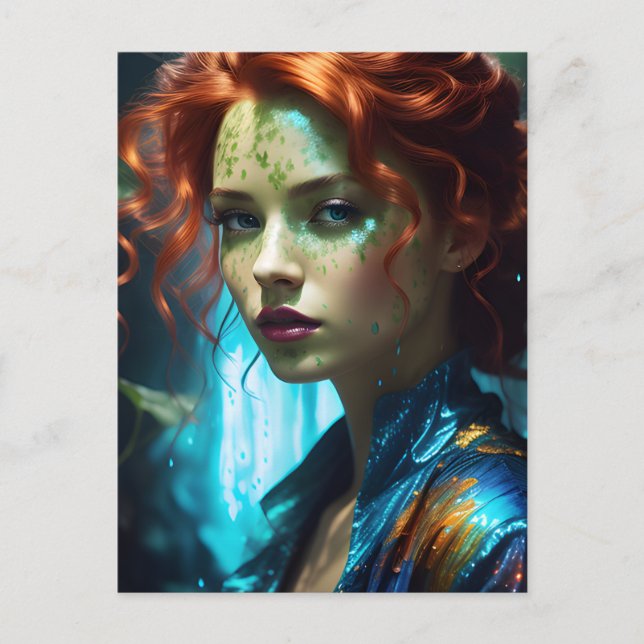 Schöne Redhead-Frau Postkarte (Vorderseite)