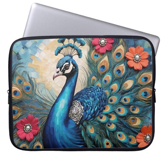 Schöne Regalpfaue mit Edelsteinen Laptopschutzhülle (Vorderseite)