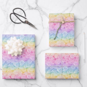 Schöne Regenbogenfarbe nahtlos Gemustert Geschenkpapier Set