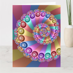 Schöne Regenbogenfarben Abstrakte Fraktal-Kunst Dankeskarte
