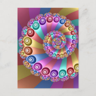 Schöne Regenbogenfarben Abstrakte Fraktal-Kunst Postkarte