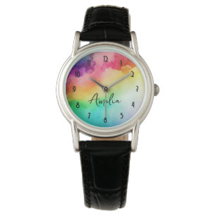 Schöne Regenbogenfarben Abstraktes Design Armbanduhr