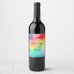 Schöne Regenbogenfarben Abstraktes Design Danke Weinetikett