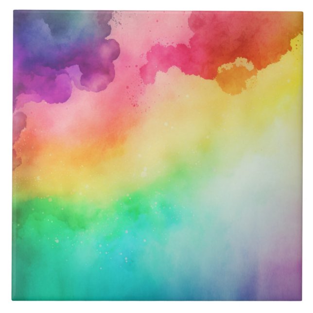 Schöne Regenbogenfarben Abstraktes Design Fliese (Vorderseite)