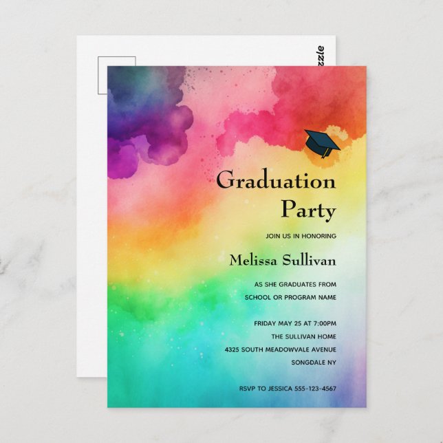 Schöne Regenbogenfarben Abstraktes Design Postkarte (Vorne/Hinten)