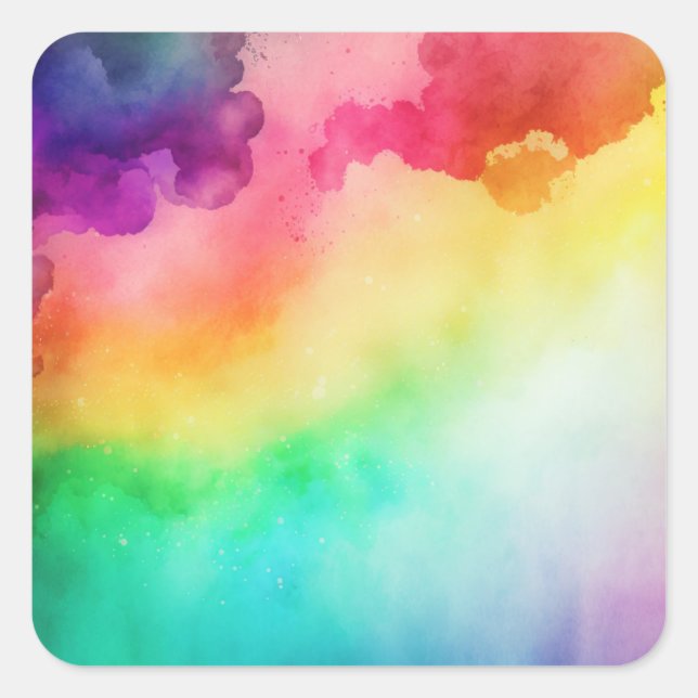 Schöne Regenbogenfarben Abstraktes Design Quadratischer Aufkleber (Vorderseite)