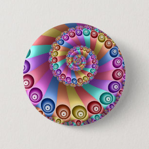 Schöne Regenbogenfarben Abstraktes Fraktal Kunst, Button