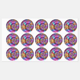 Schöne Regenbogenfarben Abstraktes Fraktal Kunst,  Etiketten