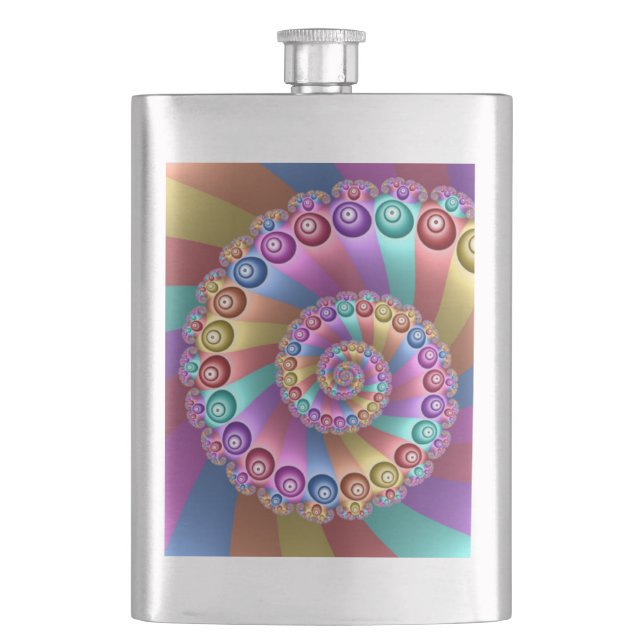 Schöne Regenbogenfarben Abstraktes Fraktal Kunst,  Flachmann (Vorderseite)