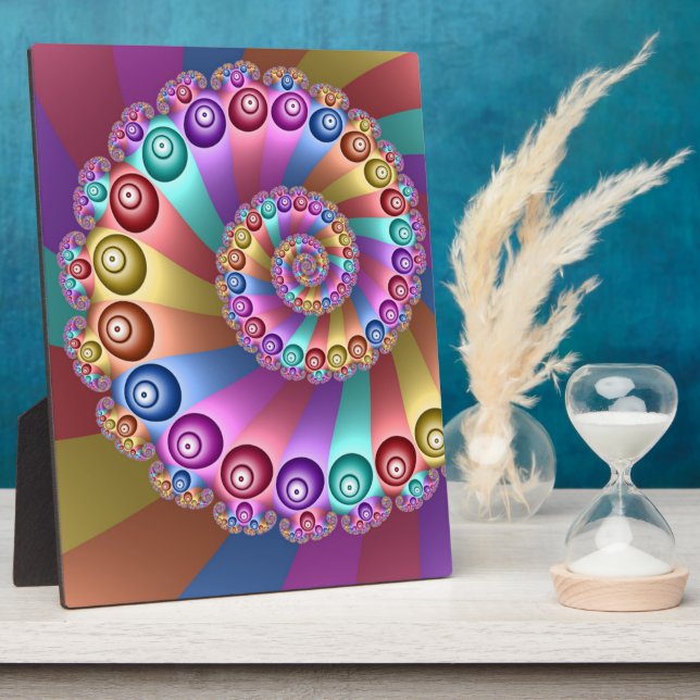 Schöne Regenbogenfarben Abstraktes Fraktal Kunst,  Fotoplatte (Seite)
