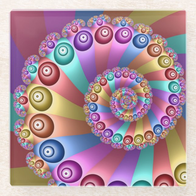 Schöne Regenbogenfarben Abstraktes Fraktal Kunst,  Glasuntersetzer (Vorderseite)