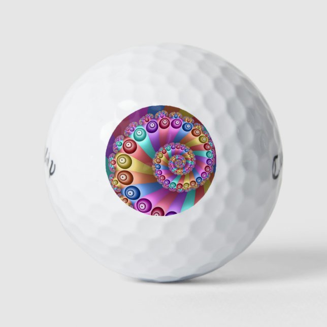 Schöne Regenbogenfarben Abstraktes Fraktal Kunst,  Golfball (Vorderseite)
