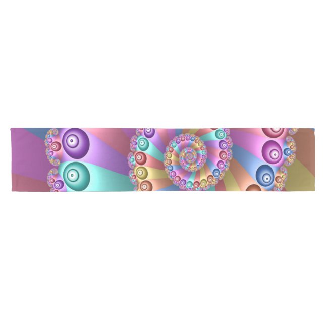 Schöne Regenbogenfarben Abstraktes Fraktal Kunst,  Kurzer Tischläufer (Horizontal)