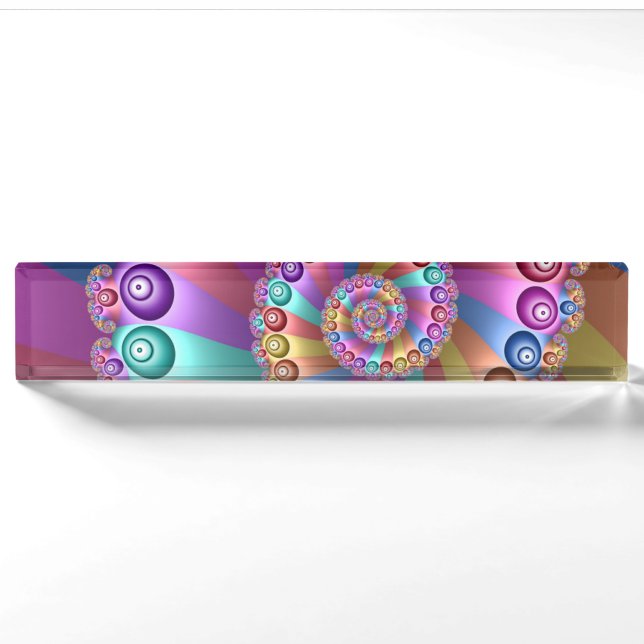 Schöne Regenbogenfarben Abstraktes Fraktal Kunst,  Namensplakette (Vorderseite)