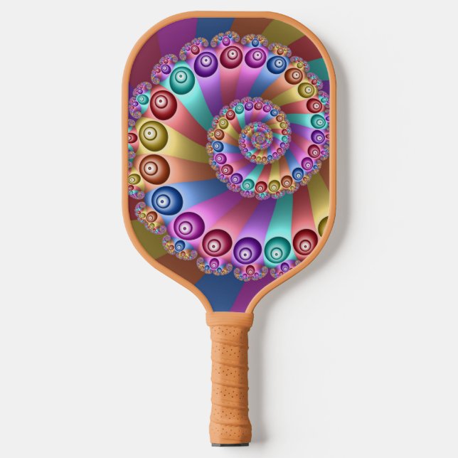 Schöne Regenbogenfarben Abstraktes Fraktal Kunst,  Pickleball Schläger (Vorderseite)