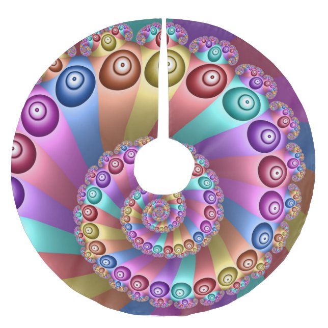 Schöne Regenbogenfarben Abstraktes Fraktal Kunst,  Polyester Weihnachtsbaumdecke (Vorderseite)