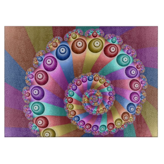 Schöne Regenbogenfarben Abstraktes Fraktal Kunst,  Schneidebrett (Vorderseite)