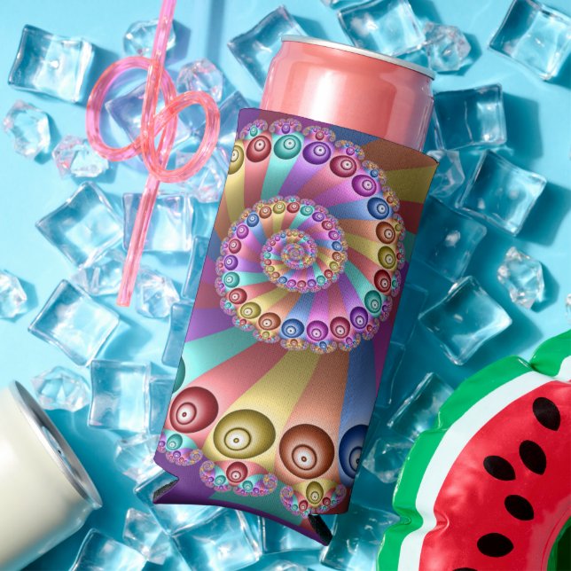 Schöne Regenbogenfarben Abstraktes Fraktal Kunst,  Selters Dosenkühler (In Situ Sommer)