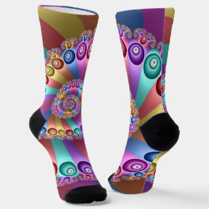 Schöne Regenbogenfarben Abstraktes Fraktal Kunst,  Socken
