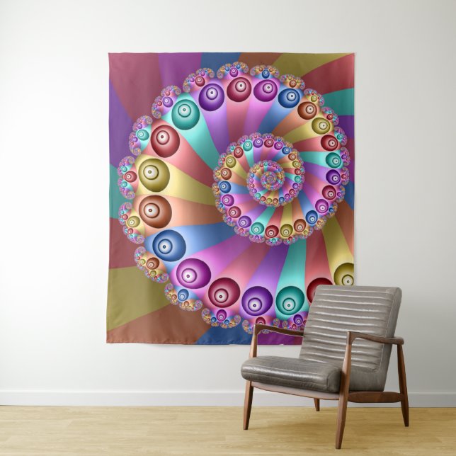 Schöne Regenbogenfarben Abstraktes Fraktal Kunst,  Wandteppich (Beispiel)