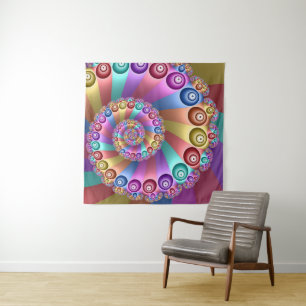 Schöne Regenbogenfarben Abstraktes Fraktal Kunst, Wandteppich