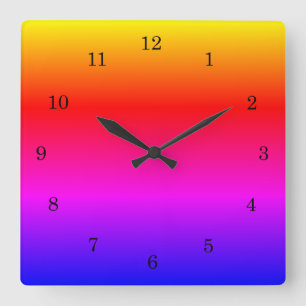 Schöne Regenbogenfarben Quadratische Wanduhr
