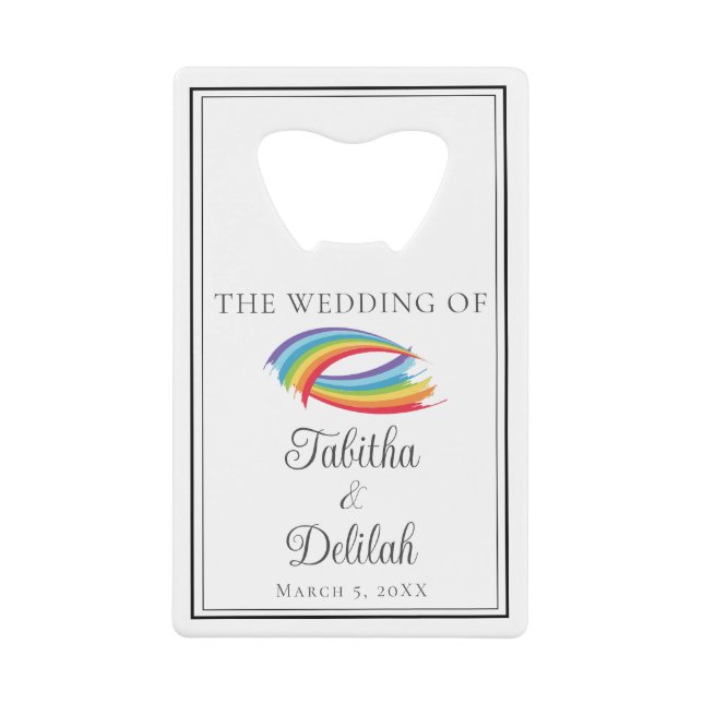 Schöne Regenbogenwellen Personalisierte Hochzeit Geldbeutel Flaschenöffner (Vorderseite)