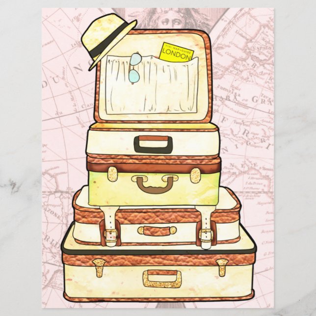 Schöne Reisekoffer für Jahrgänge Scrapbooking (Vorderseite)