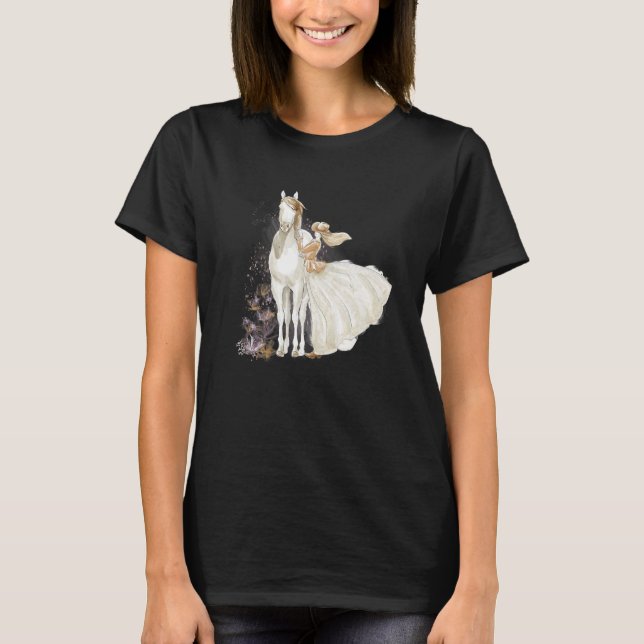 Schöne Reiterin mit Pferd C T-Shirt (Vorderseite)