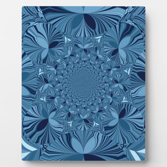Schöne, reizende Iridescent Blue Kaleidoskop Art Fotoplatte (Vorderseite)