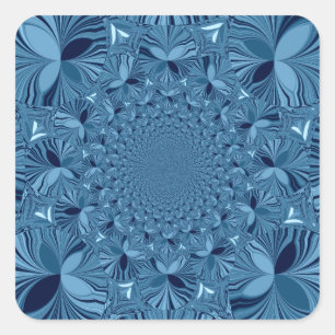Schöne, reizende Iridescent Blue Kaleidoskop Art Quadratischer Aufkleber