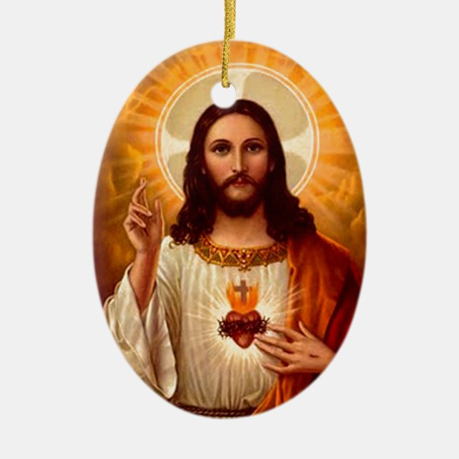 Schöne religiöse Heilige Herz Jesu Bild Keramikornament (Vorne)