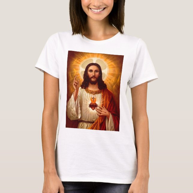 Schöne religiöse Heilige Herz Jesu Bild T-Shirt (Vorderseite)