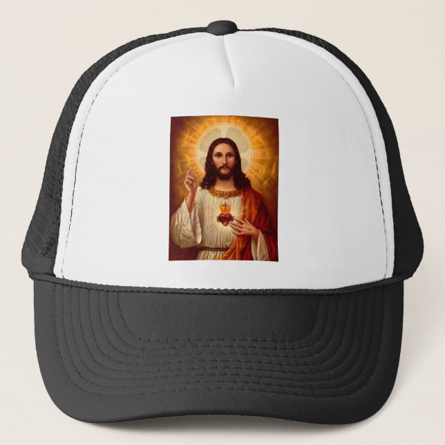 Schöne religiöse Heilige Herz Jesu Bild Truckerkappe (Vorderseite)