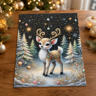 Schöne Rentier-Wald-Weihnachtszeit