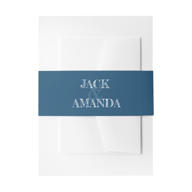 Schöne Reto Classic Blue Wedding Bauchbands Einladungsbanderole (Vorderseite Beispiel)