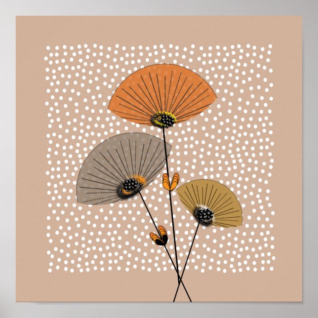 Schöne Retro-Blume Illustration Poster (Vorne)