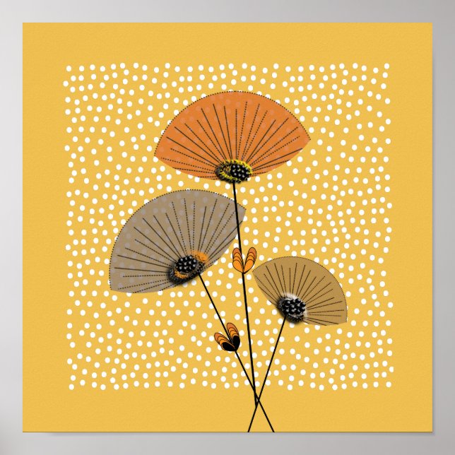 Schöne Retro-Blume Illustration Poster (Vorne)