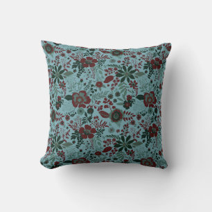 Schöne Retro-Blumenmuster in Blaupastell Kissen