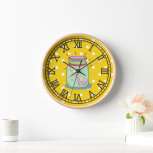 Schöne retro-Handarbeitszimmer Wasserfarbe Gelb Uhr