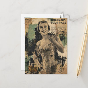 Schöne Retro-Korsett-Frauen-Collage Postkarte