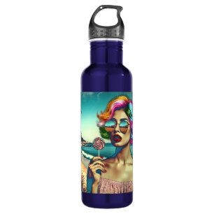 Schöne Retro Pop Kunst, Dichtung und Musik Edelstahlflasche