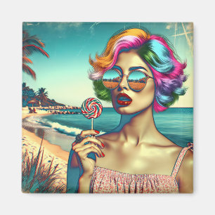 Schöne Retro Pop Kunst, Dichtung und Musik Magnet
