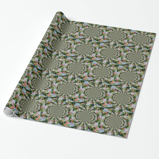 Schöne Retro-Rosa rote Rosen Aquarellblüte Geschenkpapier (Ungerollt)