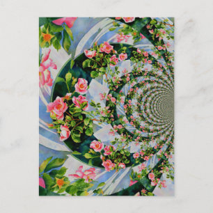 Schöne Retro-Rosa rote Rosen Aquarellblüte Postkarte