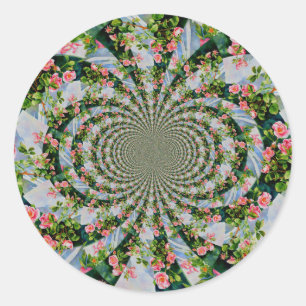 Schöne Retro-Rosa rote Rosen Aquarellblüte Runder Aufkleber