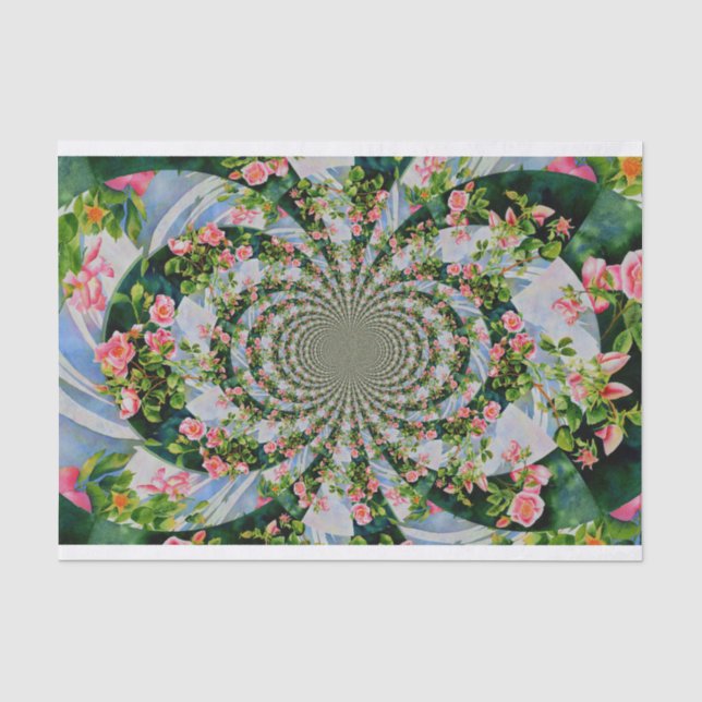Schöne Retro-Rosa rote Rosen Aquarellblüte Seidenpapier (Vorderseite)