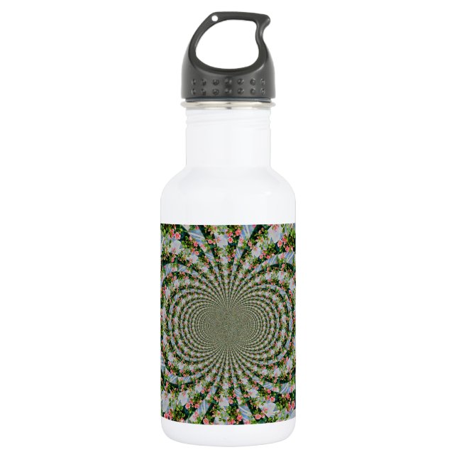 Schöne Retro-Rosa rote Rosen Aquarellblüte Trinkflasche (Vorderseite)