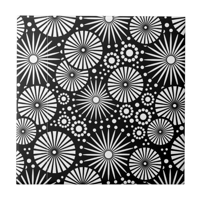 Schöne Retro-Schwarz-Weiß-Folie Fliese (Vorderseite)